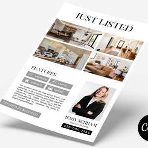 Realtor Just Listed Flyer Template: Luxury White Design (Digital Download)