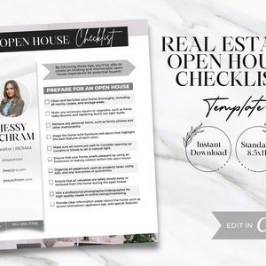Luxury Open House Checklist Canva Template Open House Checklist Template for Realtor Printable Open House Checklist