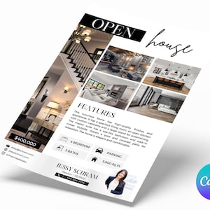 Luxury Open House Flyer | Real Estate Printable Open House Flyer Template | Real Estate Marketing
