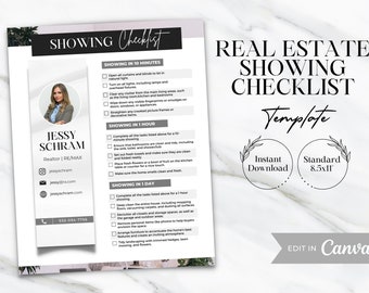 Printable Showing Checklist Template | Real Estate Showing Checklist Canva | Real Estate Checklists | Showing Checlist for Realtors