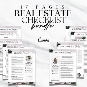 Luxury White Checklist Bundle for Realtors Canva Template Printable Real Estate Checklist Bundle Realtor Checklists