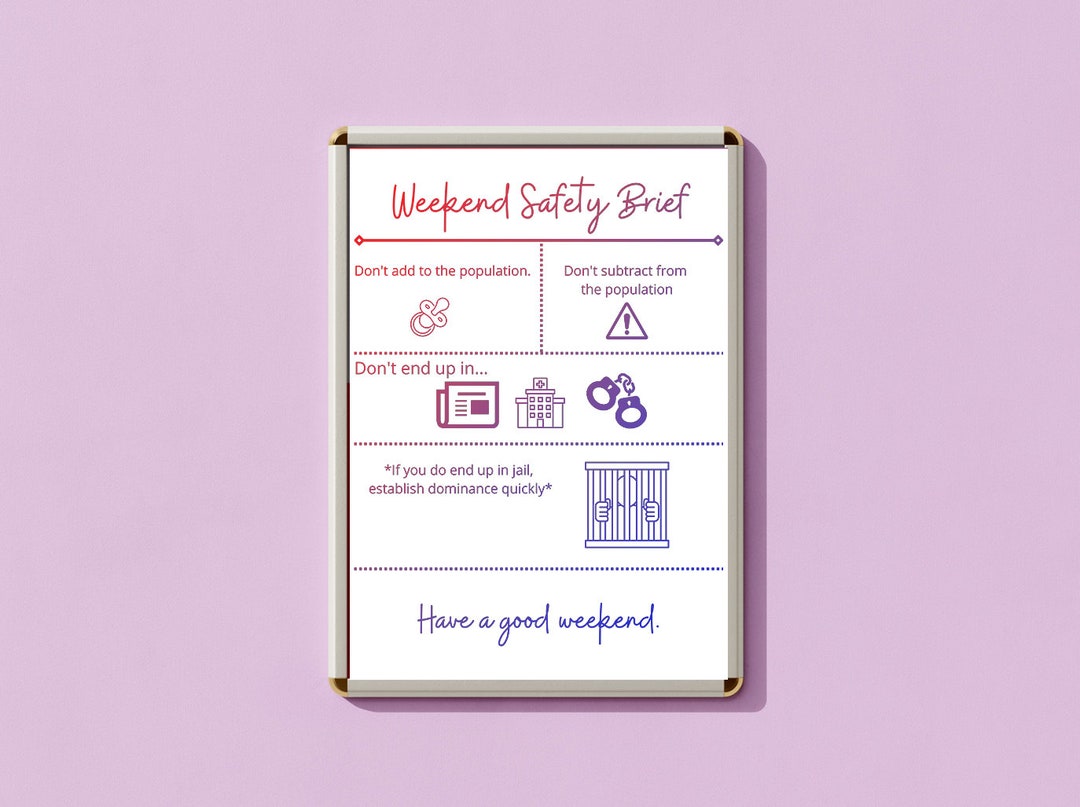 Funny Weekend Safety Brief From Tik Tok- Weekend Do and Don't - Etsy