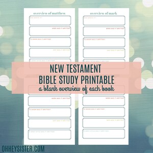 Printable New Testament Bible Study Overview Guide - in Depth Bible Study, Book Overview - New ...