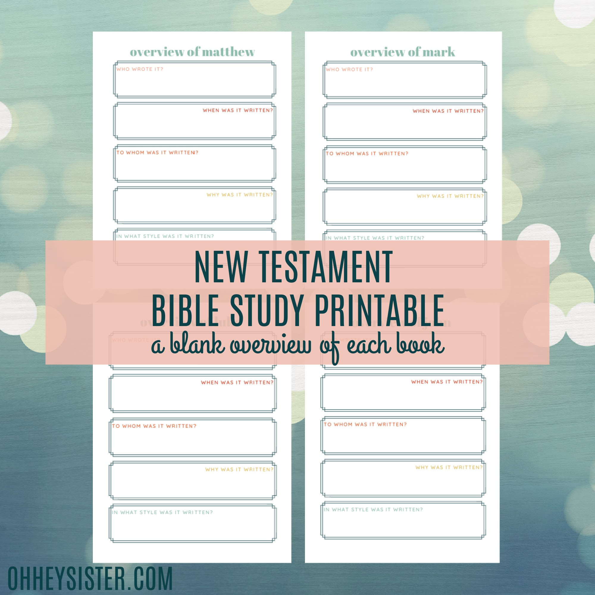 Printable New Testament Bible Study Overview Guide in Depth Bible