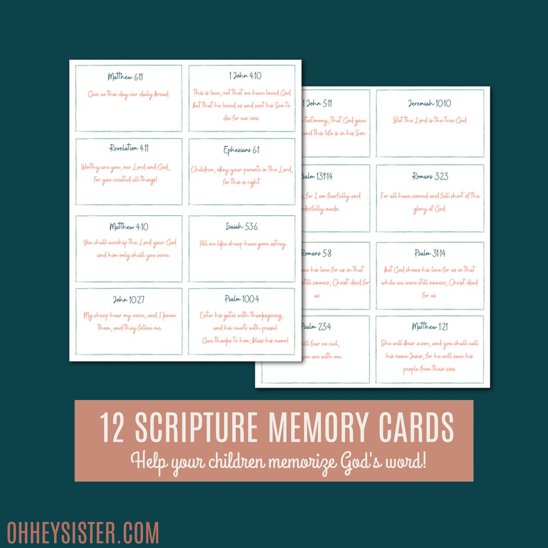 Scripture Memory Cards for Children - Printable Bible Verses - Children ...
