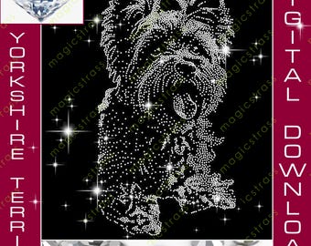 Yorkshire Terrier Dog SS6 Strass Iron on Transfer File, SVG Instant Digital Download, Large Strass Template for Cricut Silhouette Tracer