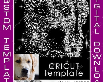 Modèle de strass personnalisé pour animaux SS6 Portrait Bling SVG Téléchargement numérique instantané, Modèle de strass pour Silhouette, traceur, Cricut