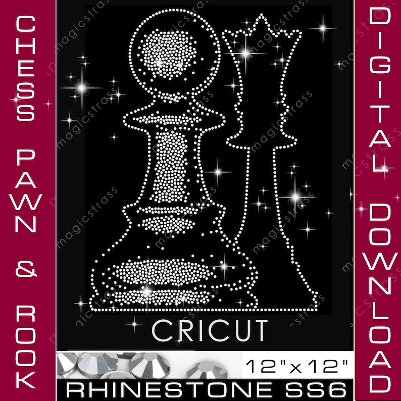 CHESS PAWN and ROOK SS6 Rhinestone Bling Crystal Diamond Instant Digital Download, svg, eps, dxf, plt, studio, Rhinestone Cricut Template