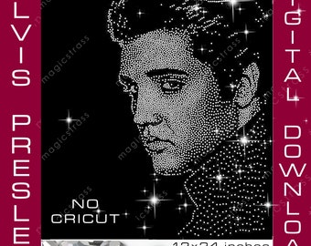Elvis Presley SS6 Strass Bling SVG Téléchargement numérique instantané, grand modèle de strass pour camée silhouette, traceur, PAS DE CRICUT