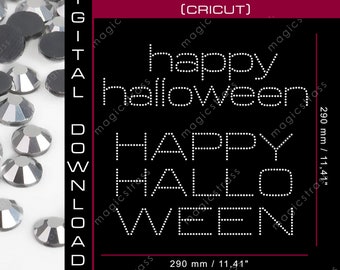 Happy Halloween SS6 Strass Diamond Bling Design, Fichier numérique SVG, dxf, eps, Modèle de strass de transfert à repasser pour traceur de silhouette Cricut