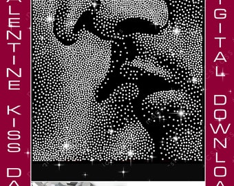 Baiser d'amour SS6 Portrait strass Bling SVG Téléchargement numérique instantané, modèle de strass pour Cricut, Silhouette Cameo, traceur