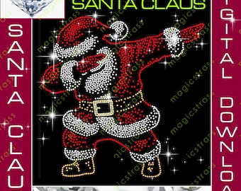 Divertido retrato de Papá Noel SS6 con brillantes de imitación, descarga digital instantánea, SVG, EPS, DXF, plantilla de diamantes de imitación navideños para Cricut, silueta, plotter.