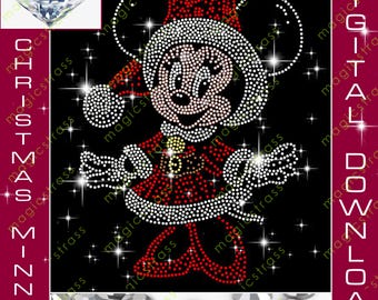 Christmas Minnie SS6 Strass Bling Portrait Instant Digital Download,svg,Christmas Rhinestone Template for cricut,silhouette,plotter