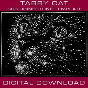 Cat SS6 Rhinestone Iron On Transfer File,Instant Digital Download, svg, eps, dxf, silhouette Rhinestone Template,Tabby Cat Glitter Art,NO CRICUT