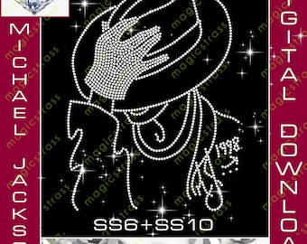 Michael Jackson Billie Jean SS6 Self Portrait Rhinestone Bling Instant Digital Download, svg,pdf,plt, studio, Rhinestone Template for Cricut