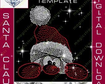 Weihnachtsmann SS6 Strass Bling Portrait Instant Digital Download,svg,eps,dxf,Weihnachten Strass Vorlage für Cricut,Silhouette,Plotter