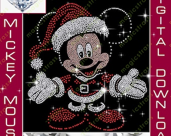 Retrato navideño con brillantes de Mickey Mouse SS6, descarga digital instantánea, SVG, plantilla navideña con brillantes de Mickey Mouse para Cricut, silueta, plotter.