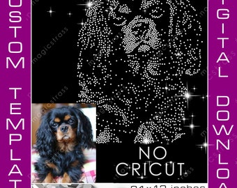 Plantilla de diamantes de imitación personalizada para animales grandes SS6 Retrato brillante SVG Descarga digital instantánea, plantilla de diamantes de imitación para Silhouette, plotter, NO CRICUT