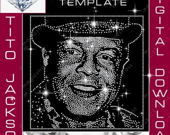 Tito Jackson J5 SS6 Rhinestone Portrait bling diamond SVG Instant Digital Download, Rhinestone Template for cricut,silhouette cameo,plotter
