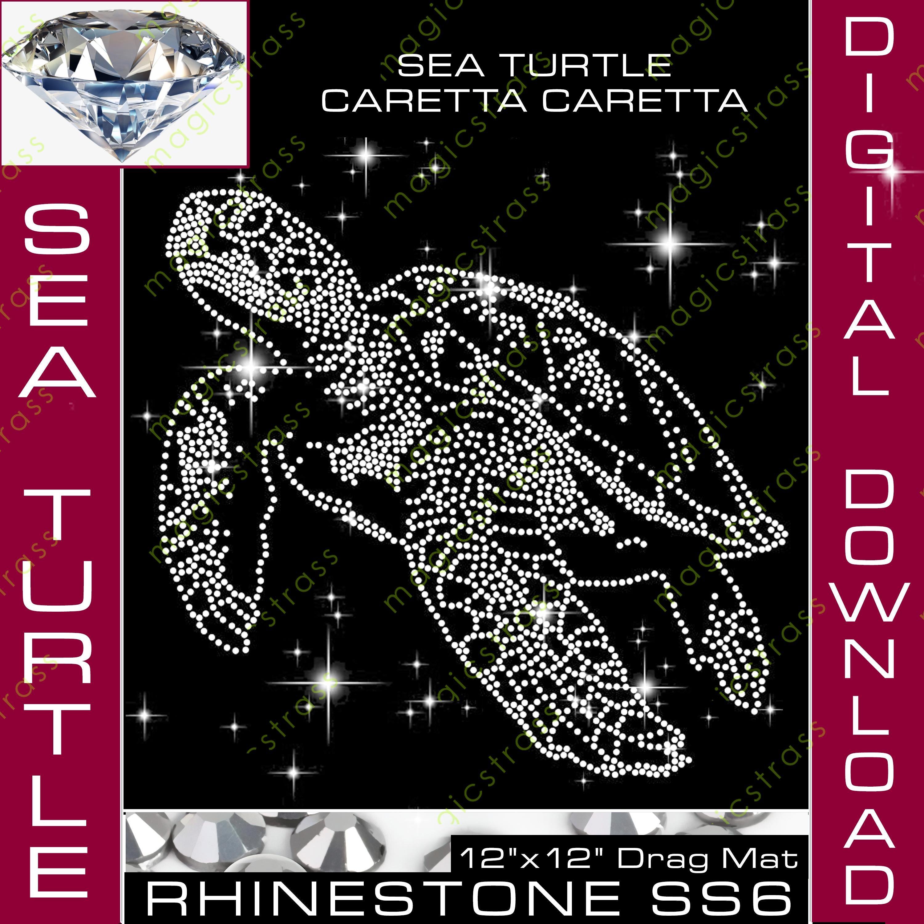 Turtle Shell Bling Sea Turtle Caretta SS6 Bling Rhinestone Iron on Transfer File, SVG ...