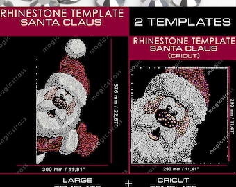 Retrato grande de Papá Noel con brillantes de strass SS6, descarga digital instantánea, SVG, EPS, DXF, plantilla de diamantes de imitación navideños para Cricut, silueta, plotter