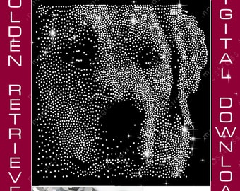 Golden Retriever SS6 Rhinestone Template, Bling Portrait SVG Instant Digital Download,dxf,eps,plotter, Dog Rhinestone Template for cricut