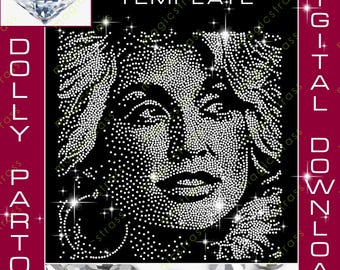 Dolly Parton SS6 Country Rhinestone Portrait bling diamond SVG Instant Digital Download, Rhinestone Template for cricut, silhouette, plotter
