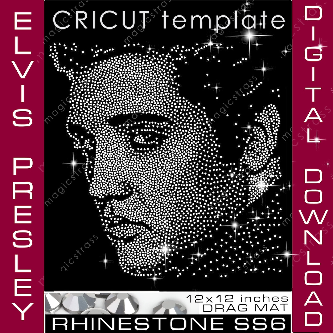 Elvis Presley SS6 Rhinestone Portrait Bling SVG Instant Digital Download,rhinestone Template for