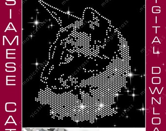 Siamese Cat SS6 Bling Rhinestone Iron on Transfer File, SVG EPS DXF Instant Digital Download,Rhinestone Template for cricut silhouette plotter