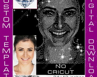 Gabarit strass personnalisé grand format SS6 Portrait Bling SVG Téléchargement numérique instantané, Gabarit strass pour Silhouette Cameo, traceur, NON CRICUT