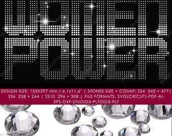 Lettres de l'alphabet avec strass et diamants pour femme, téléchargement numérique instantané, SVG, EPS, DXF, PLT, Studio, modèle de strass