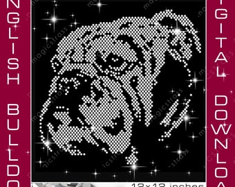 Bouledogue anglais SS6 Bling Strass Transfert Fer sur Fichier, SVG DXF Téléchargement Numérique Instantané, Modèle Strass pour Cricut Silhouette Traceur