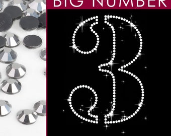 Rhinestone Big Number SS6 Rhinestone Crystal Diamond Instant Digital Download, svg, eps, dxf, plt, studio, Rhinestone Template