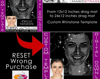 Reworking from 12x12 inches to 24x12 inches drag mat custom rhinestone template, Reset of wrong purchase, digital download, SVG PLT STUDIO3