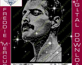 Descarga digital instantánea del archivo SVG con brillantes de Freddie Mercury SS6. Plantilla de diamantes de imitación para Silhouette, plotter y CRICUT (tapete de arrastre de 12x24).