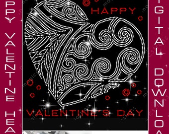 Archivo digital instantáneo con diseño de diamantes de imitación Love Heart SS6, SVG, DXF, plantilla de diamantes de imitación navideños para Cricut, Silhouette y plotter.