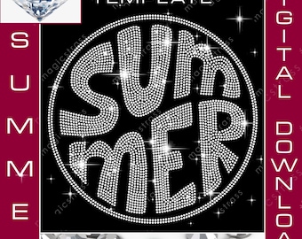 Love Beach SS6 Strass Bügelbild Transferdatei, Sofort Digital Download, svg, dxf, Strass Vorlage, Sommer Glitzer Art, Silhouette, CRICUT