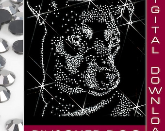 Dog Pinscher SS6 Rhinestone Crystal Diamond Instant Digital Download, svg, eps, dxf, plt, studio, Rhinestone Template