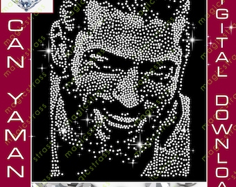 Téléchargement numérique SVG de strass Can Yaman SS6, grand gabarit de strass pour Silhouette, traceur, Cricut, tapis de découpe 30 x 60 cm, transfert à chaud