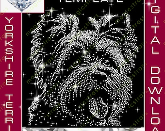 Yorkshire Terrier Hund SS6 Bling Strass Bügelbild Transferdatei, SVG Sofort Digital Download, Strass Vorlage für Cricut Silhouette Plotter
