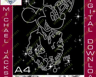 Michael Jackson Mickey Mouse Bad Drawing SS6 Rhinestone Bling Instant Digital Download,svg,pdf,plt, studio3,Rhinestone Template for Cricut