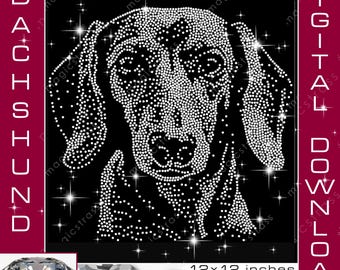 Dachshund Dog SS6 Bling Rhinestone Iron on Transfer File,SVG PLT DXF Instant Digital Download,Rhinestone Template for cricut silhouette plotter