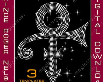 Logotipo de Prince Roger Nelson SS6 SS10 Diamante de imitación de cristal Descarga digital instantánea, SVG, EPS, DXF, PLT, Studio, Plantilla de diamantes de imitación