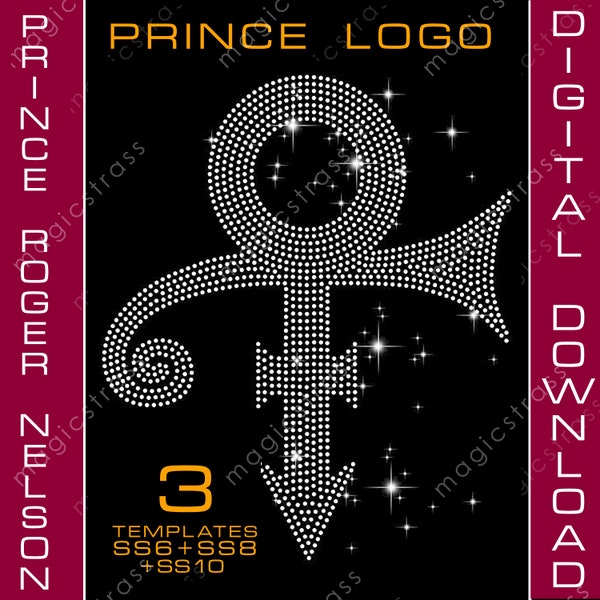 Prince Roger Nelson Logo SS6 SS10 Rhinestone Crystal Diamond Instant Digital Download, svg, eps, dxf, plt, studio, Rhinestone Template