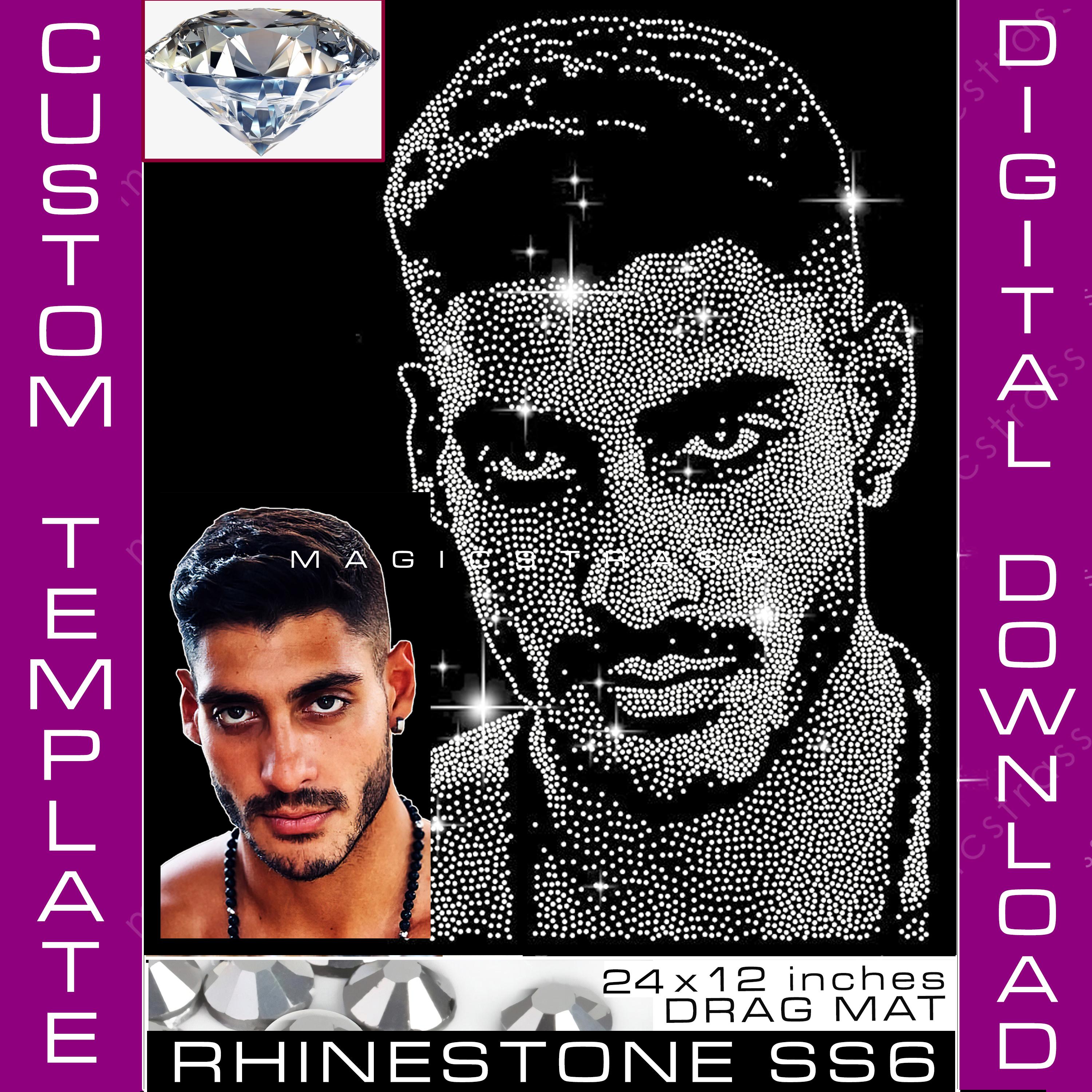 Large Custom Rhinestone Template SS6 Portrait Bling SVG Instant Digital ...