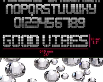 Lettres de l'alphabet SS4 SS6 SS10, strass, cristal, diamant, téléchargement numérique instantané, svg, eps, dxf, plt, studio, modèle de strass