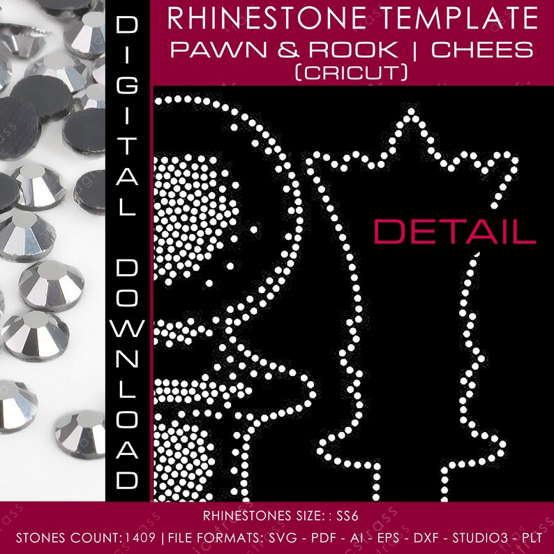 CHESS PAWN and ROOK SS6 Rhinestone Bling Crystal Diamond Instant Digital Download, svg, eps, dxf, plt, studio, Rhinestone Cricut Template