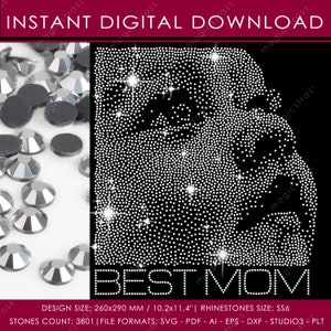 Little Child Best Mom SS6 Rhinestone Crystal Diamond Instant Digital Download, svg, eps, dxf, plt, studio, Rhinestone Template