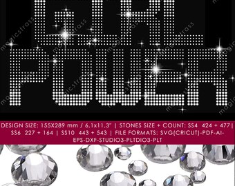 Lettres de l'alphabet Girl Power SS4 SS6 SS10, strass, cristal, diamant, téléchargement numérique instantané, svg, eps, dxf, plt, studio, modèle de strass