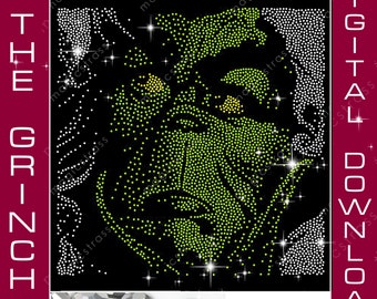 The Grinch SS6 Rhinestone Bling Portrait Instant Digital Download,svg,eps,dxf,Christmas Rhinestone Template for cricut,silhouette,plotter